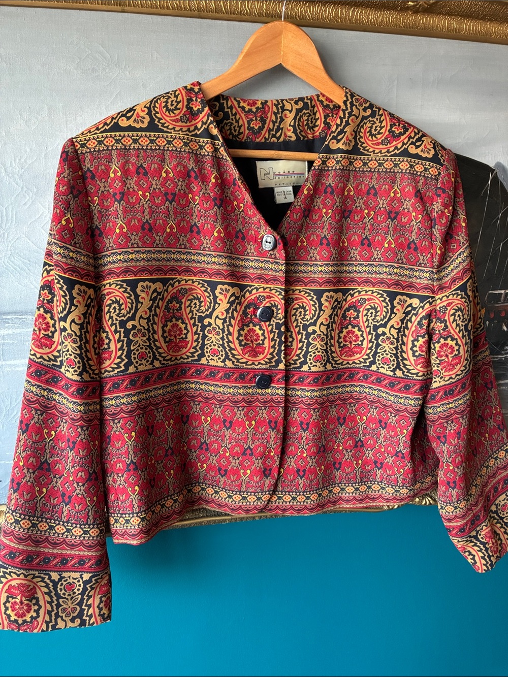 Vintage Nygard Collection Paisley Cropped Jacket 14 Petite
